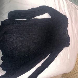 JEANNE PIERRE Navy Cable Knit Sweater